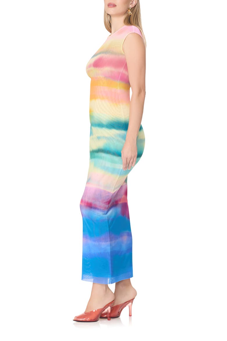 Mylo Print Mesh Maxi Dress, Alternate, color, SUMMER SUNSET