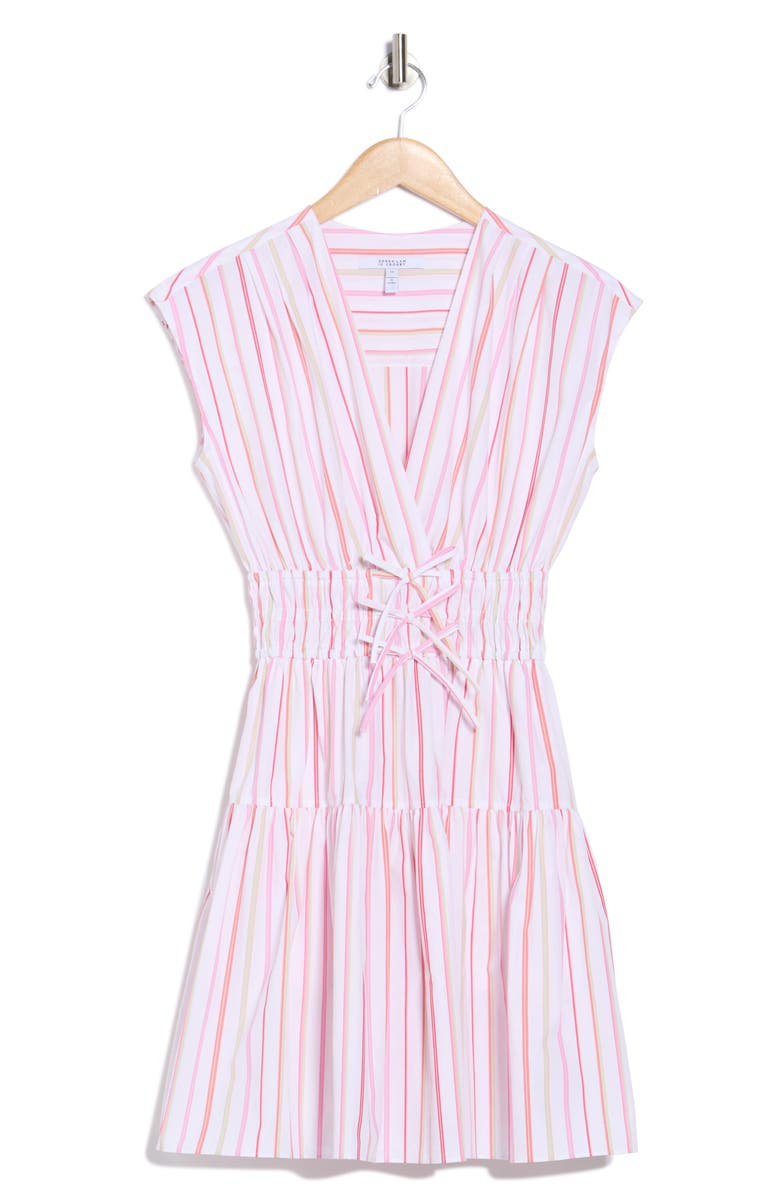Derek Lam 10 Crosby Tora Pinstripe Sleeveless Fit & Flare Dress, Alternate, color, White/ Pink
