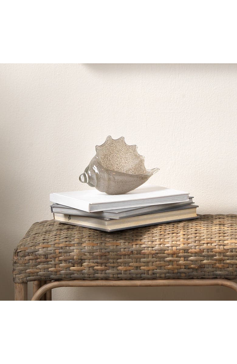 JAMIE YOUNG Triton Hand Blown Decorative Glass Shell, Grey, Alternate, color, Grey