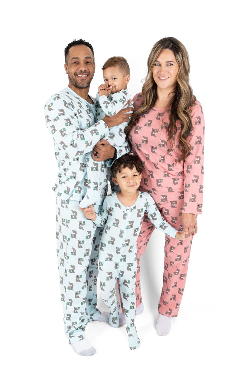 Leveret Footed Printed Cotton Matching Family Pajamas, Coordinated Prints, Alternate, color, Blue Koala