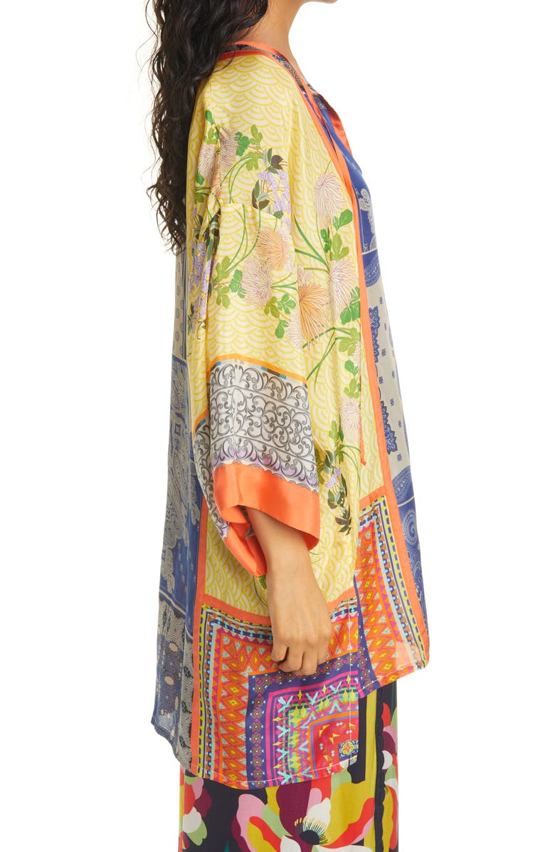 Johnny Was Arden Mixed Print Silk Tunic Top, Alternate, color, 