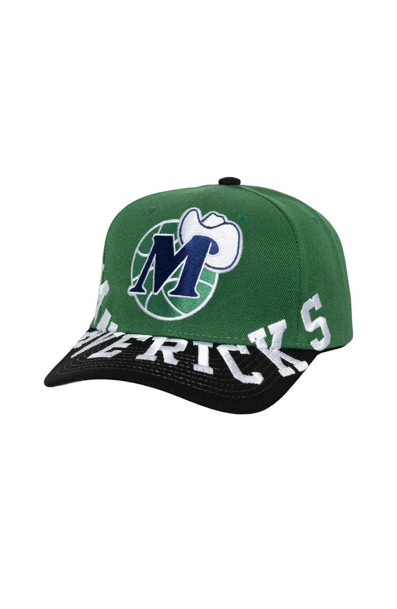 Mitchell & Ness Men's Mitchell & Ness Green/Black Dallas Mavericks Underarch Two-Tone Pro Crown Snapback Hat, Main, color, 