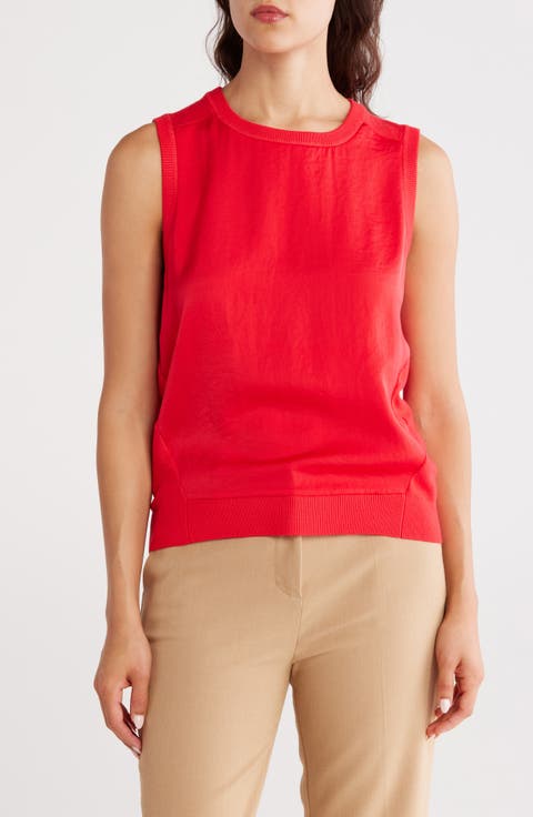 Sleeveless Mixed Media Sweater