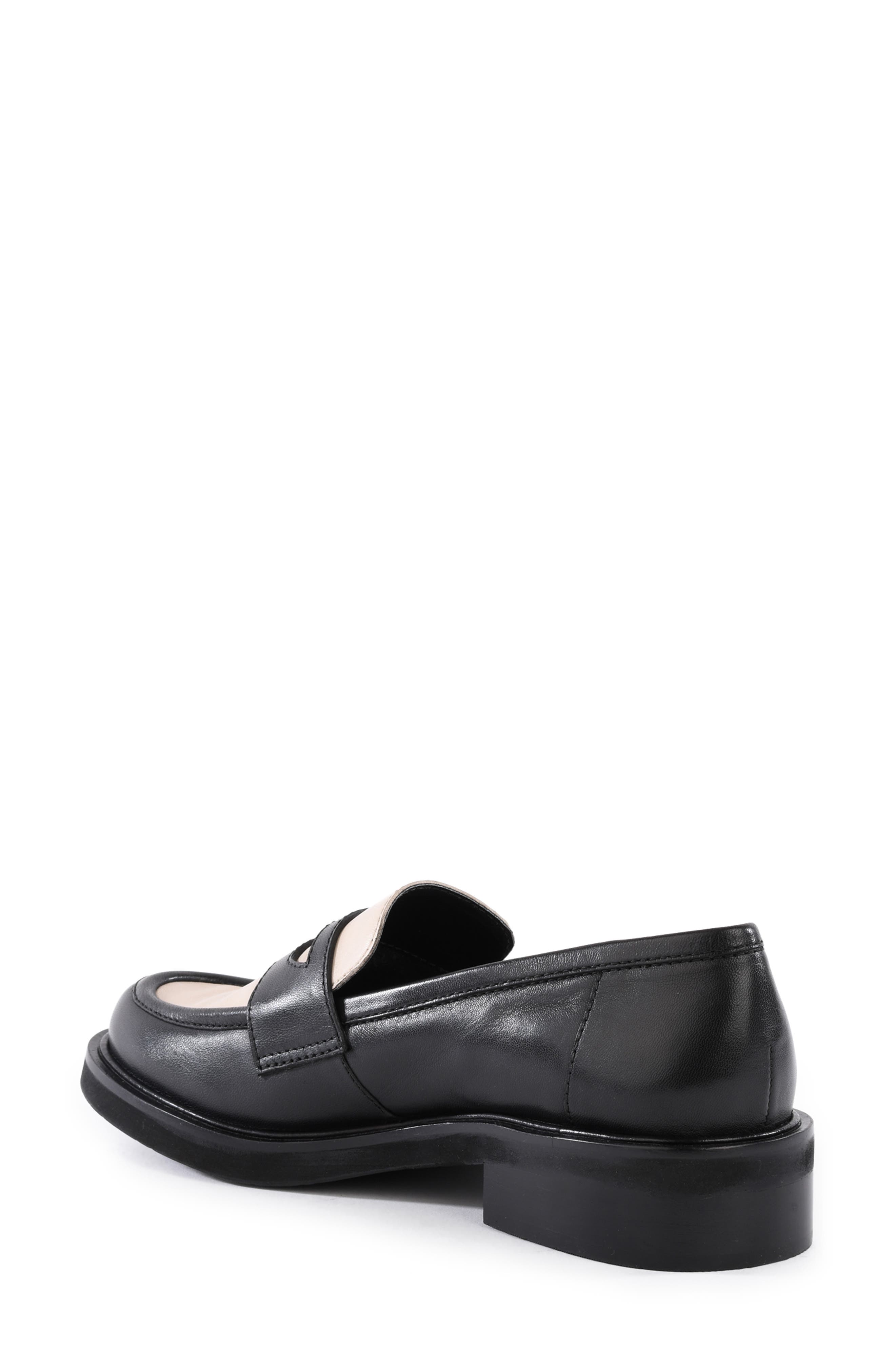 Seychelles Superior Penny Loafer, Alternate, color, White/ Black Leather