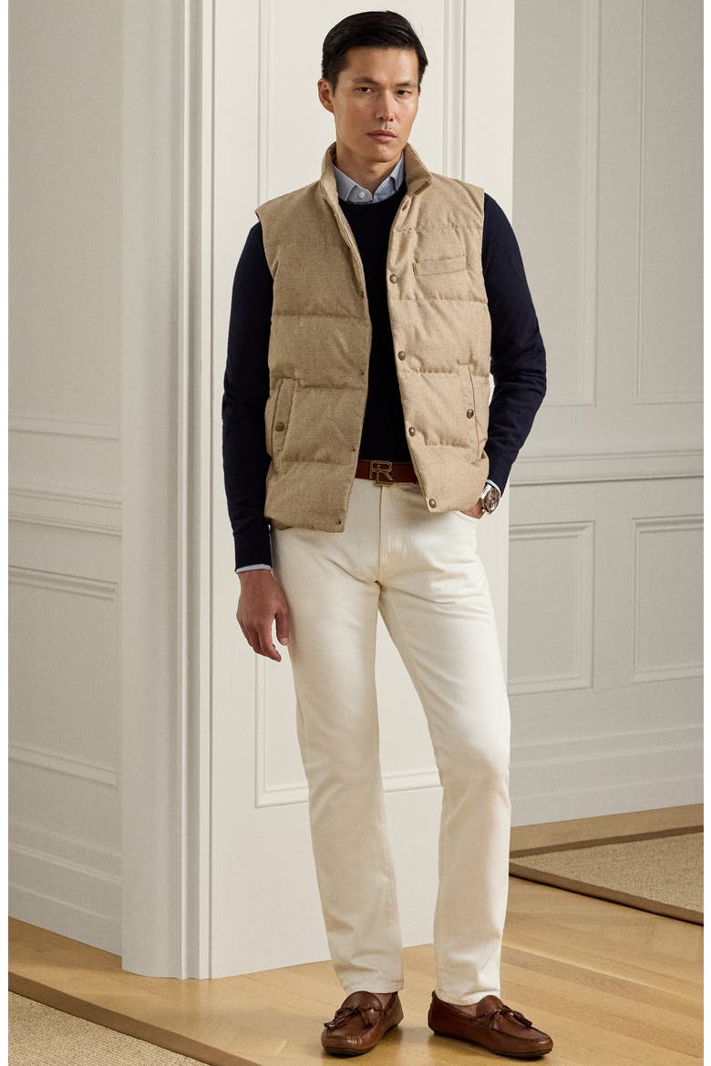 Whitwell Glen Plaid Wool, Silk & Cashmere 750-Fill-Power Down Puffer Vest, Alternate, color, LIGHT BROWN