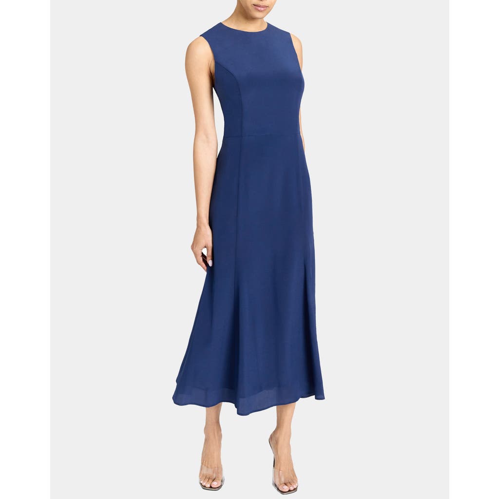 Santorelli Rosalia Sleeveless Midi Dress In Silk Crepe De Chine