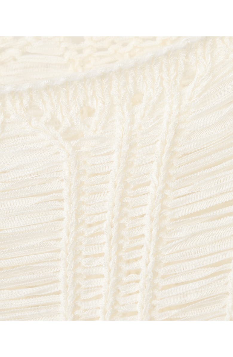 MANGO Fray Open Knit Sweater, Alternate, color, Ecru