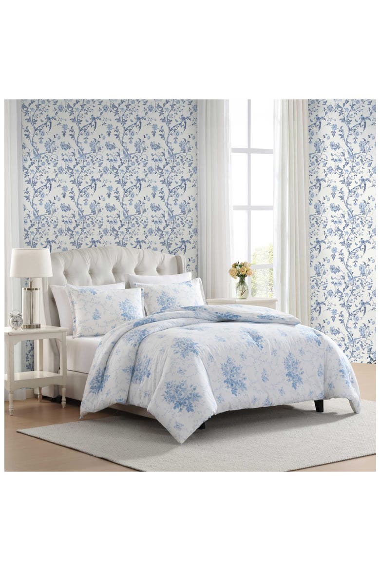 Sophia Floral Cotton Duvet Cover & Sham Set, Alternate, color, LIGHT BLUE