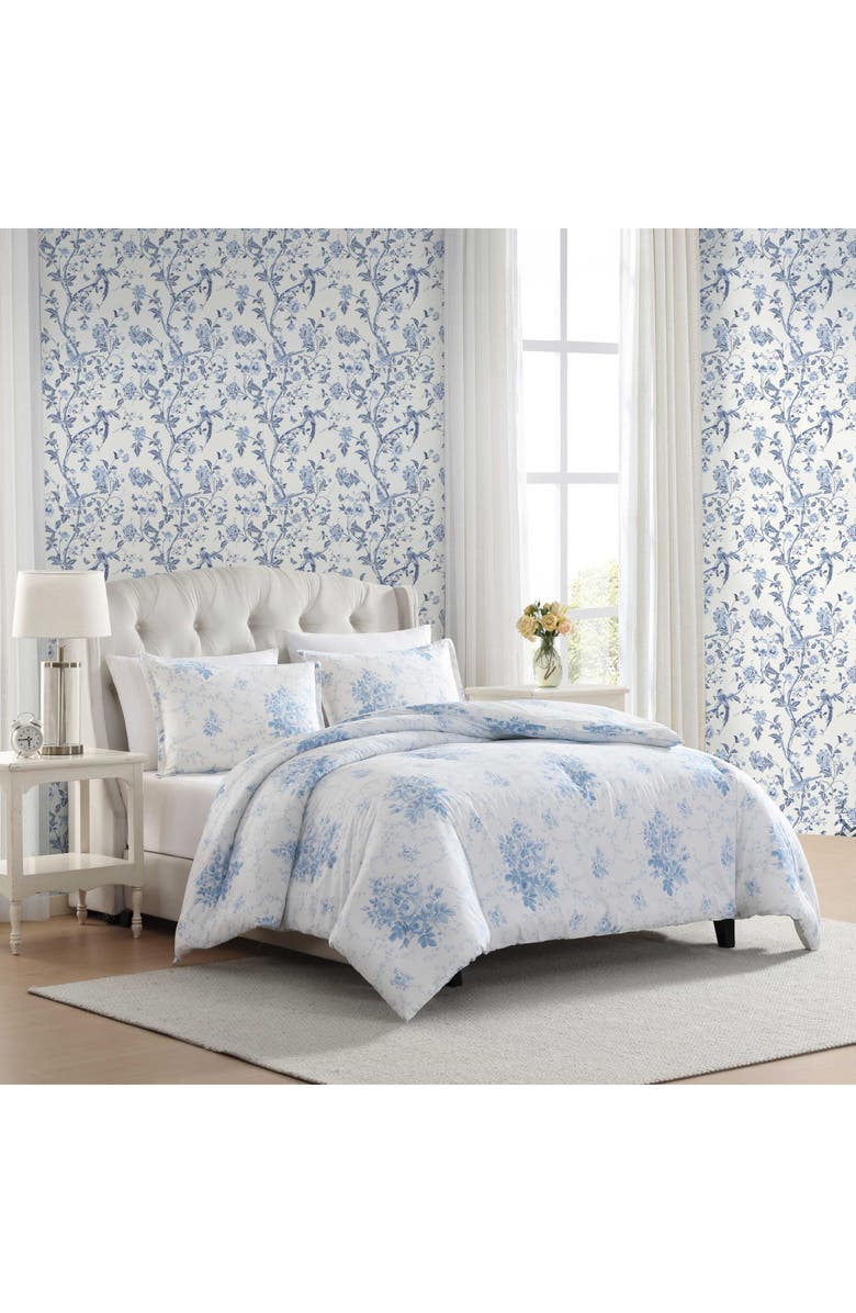 Laura Ashley Sophia Floral Cotton Duvet Cover & Sham Set, Alternate, color, Light Blue