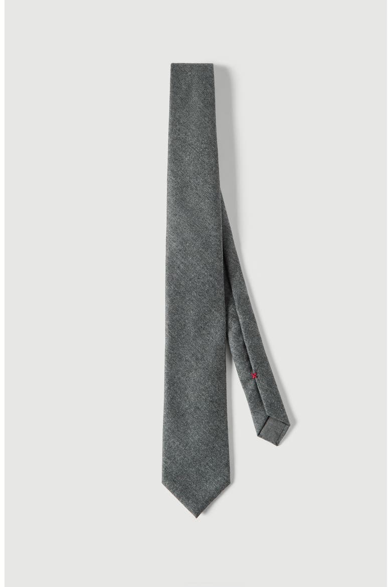 Virgin wool flannel tie, Main, color, Medium Grey