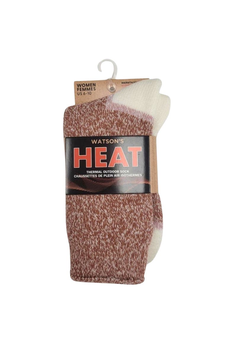 Womens HEAT Thermal Crew Socks, Alternate, color, Rust Mix