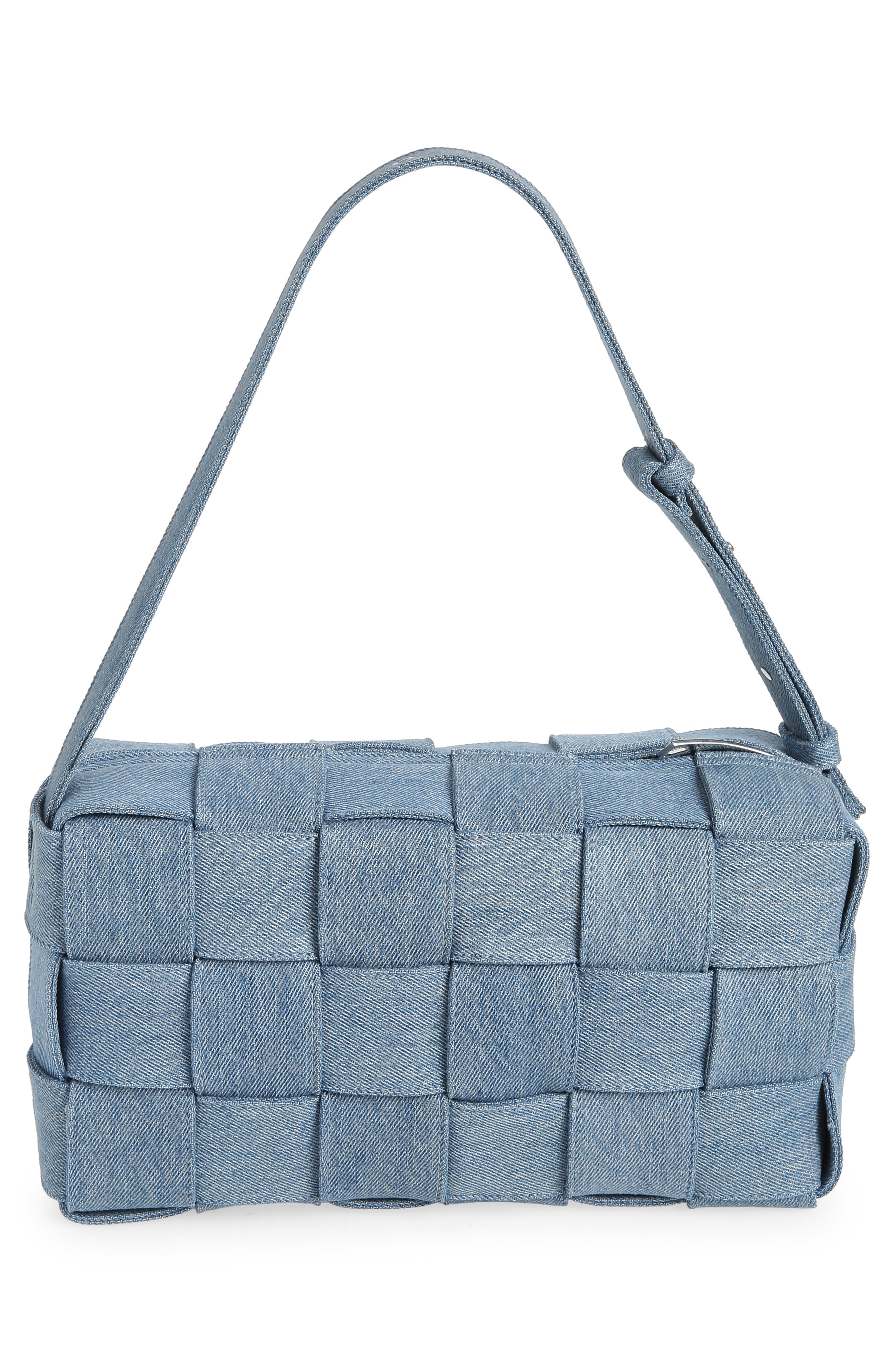 Bottega Veneta Cassette Intrecciato Denim Shoulder Bag, Alternate, color, 