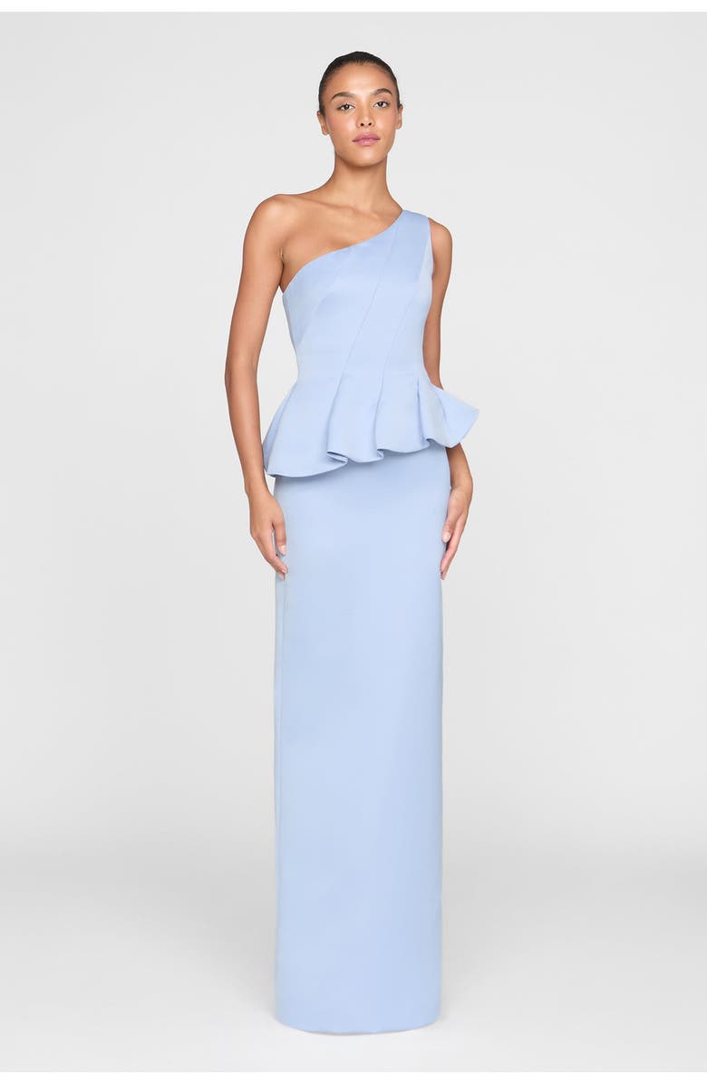 Theia Zenobia Duchess Satin Gown, Main, color, Serenity Blue