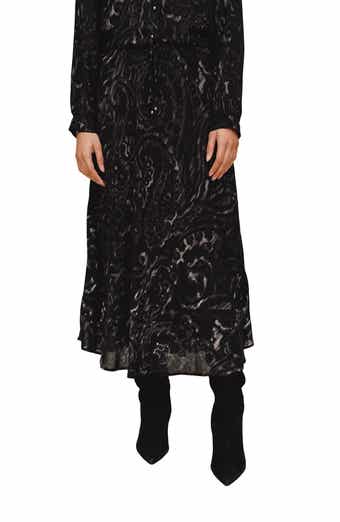Paisley Print Bias Cut Midi Skirt