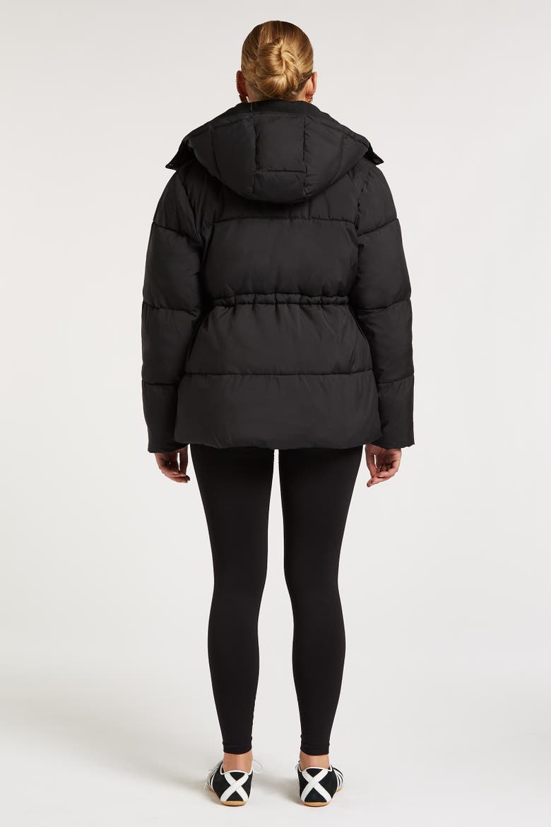 Nova Longline Hooded Puffer Coat, Alternate, color, Black