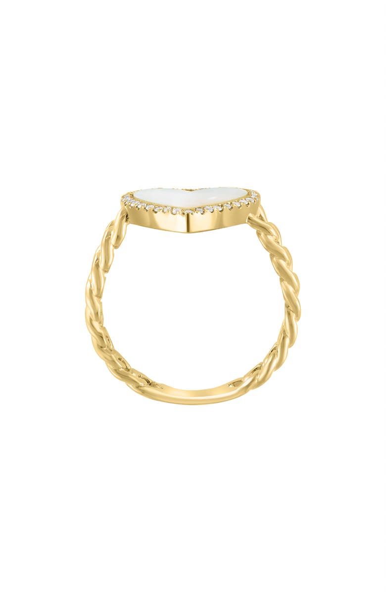 EFFY 14K Gold Diamond Halo Mother-of-Pearl Heart Ring - 0.11 ctw, Alternate, color, White