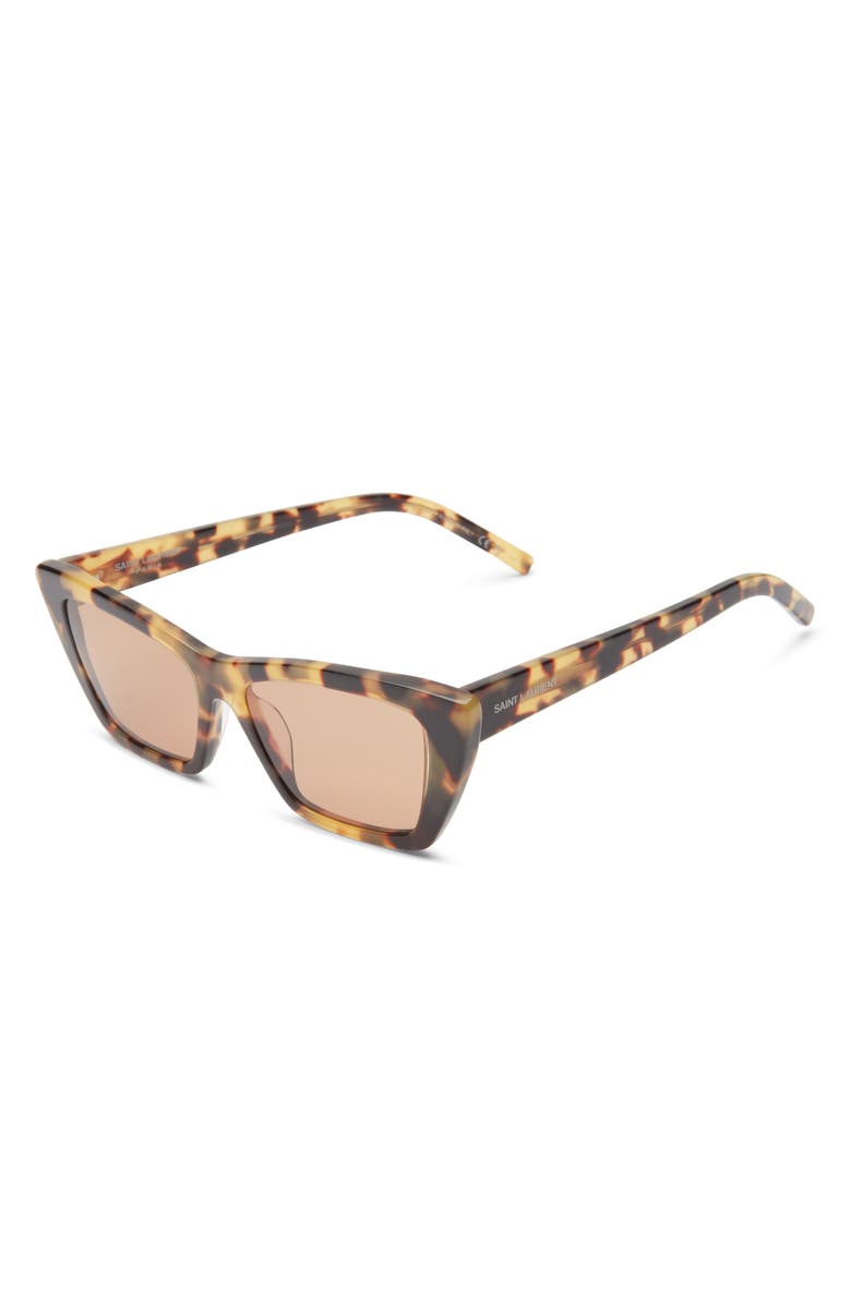 Saint Laurent 53mm Cat Eye Sunglasses, Alternate, color, Havana Havana Brown
