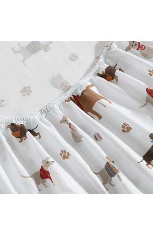Eddie Bauer Buddy & Friends Dog Print Microfiber Sheet Set In White/beige/red