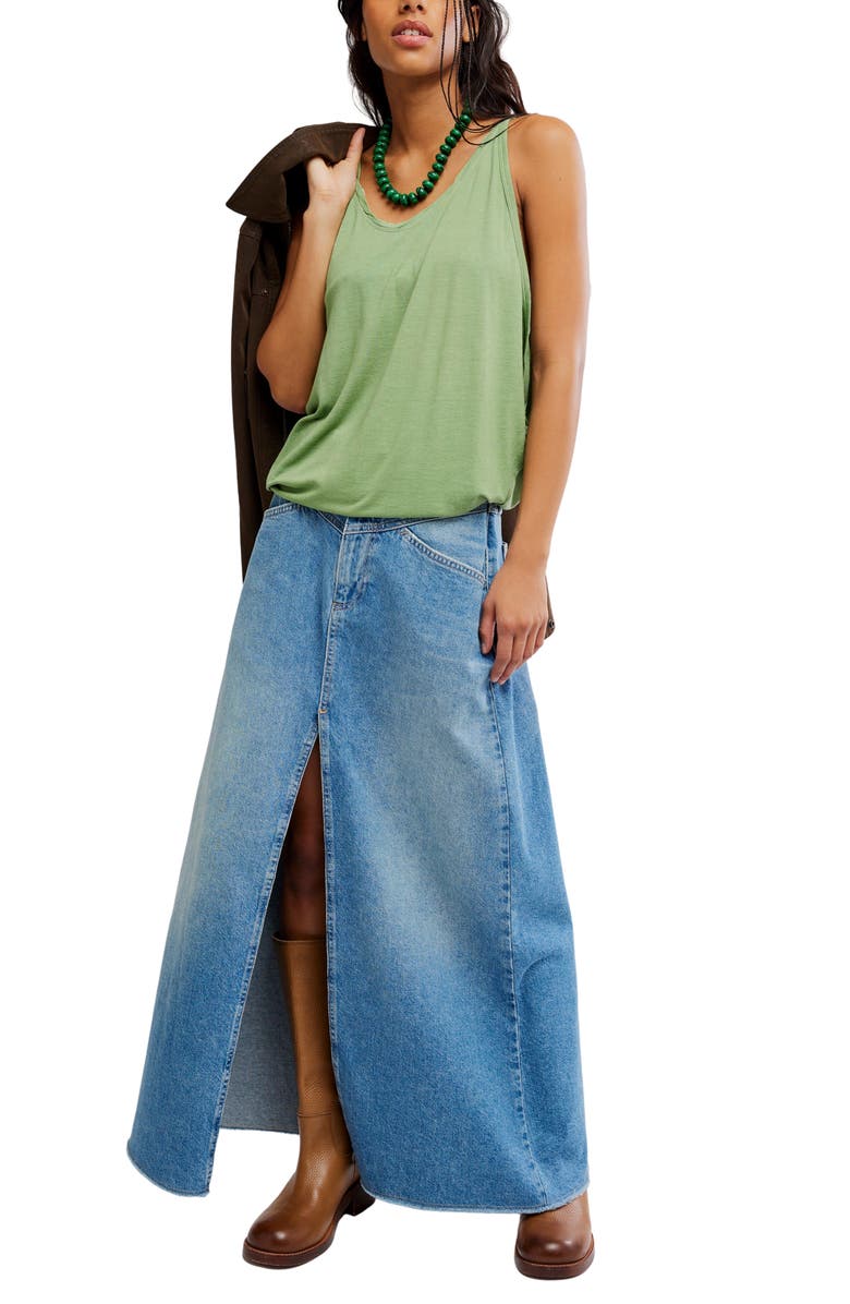 Free People Shoreside Drape Tank, Alternate, color, Mistletoe