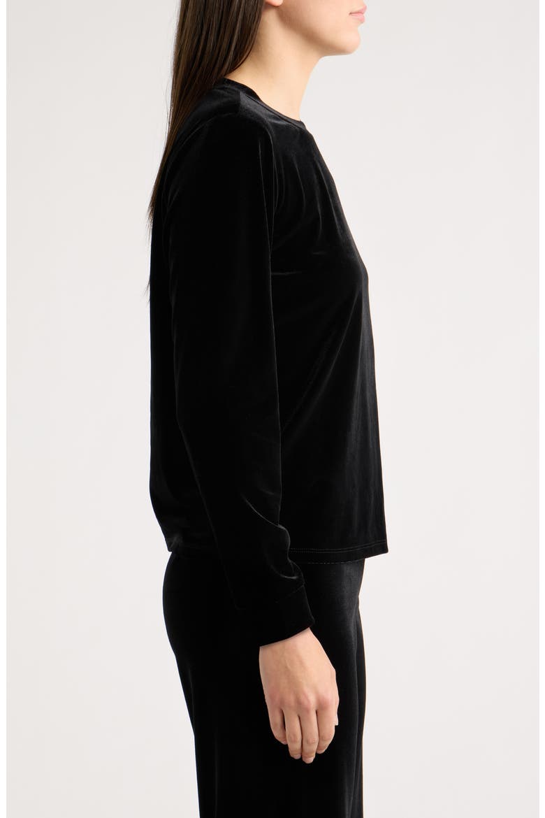 Embellished Button Velvet Top, Alternate, color, BLACK MULTI
