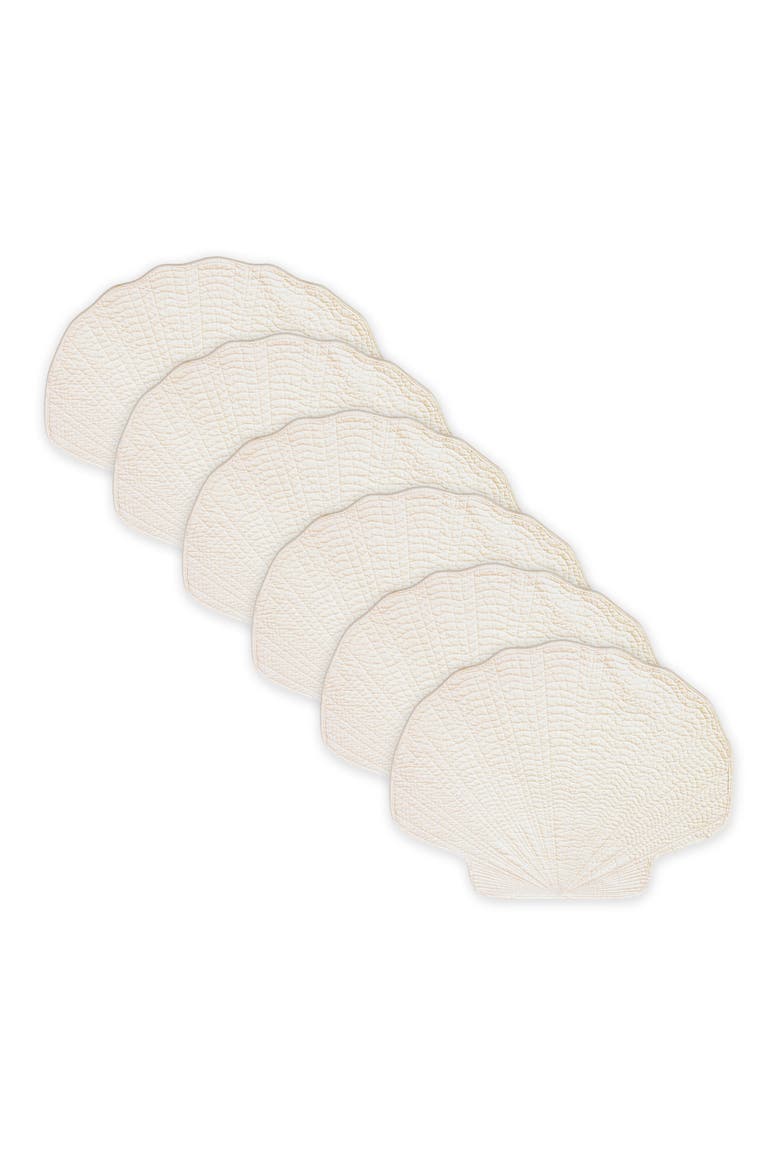 Shell Shaped Placemat S/6, Alternate, color, White