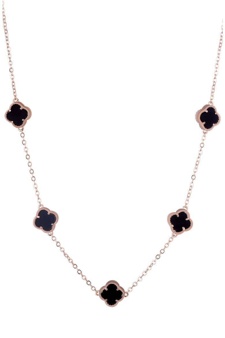 Enamel Clover Station Necklace, Main, color, PINK/ BLACK
