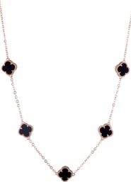 Adornia Enamel Clover Station Necklace