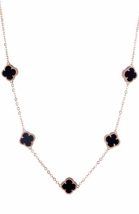 Adornia Enamel Clover Station Necklace
