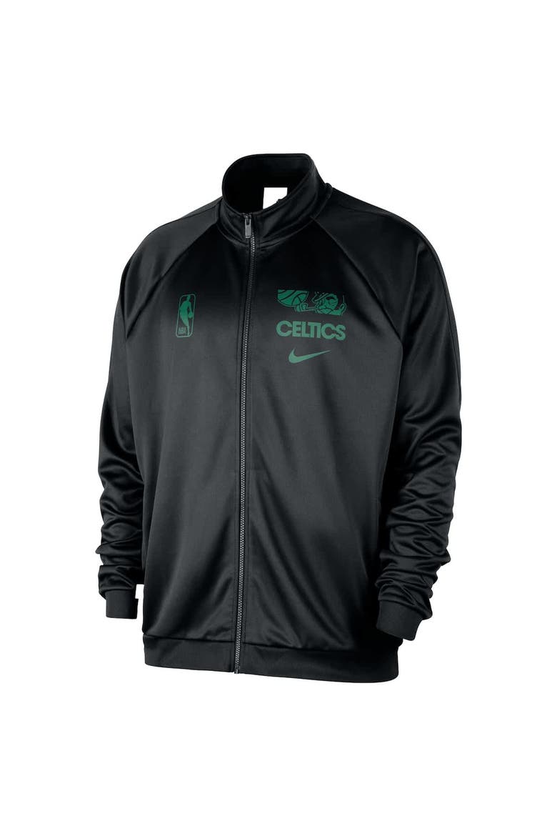 Men's Nike Black Boston Celtics Courtside Pique Club Full-Zip Track Jacket, Alternate, color, Black