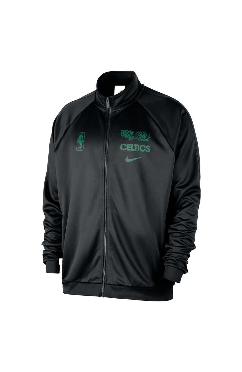 Nike Men's Nike Black Boston Celtics Courtside Pique Club Full-Zip Track Jacket, Alternate, color, Black