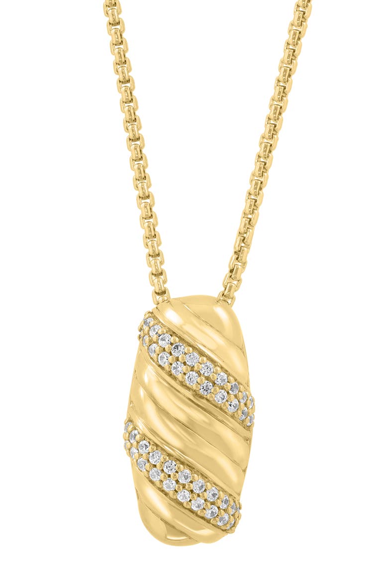 14K Gold Plated Sterling Silver Zircon Nugget Pendant Necklace, Alternate, color, GOLD