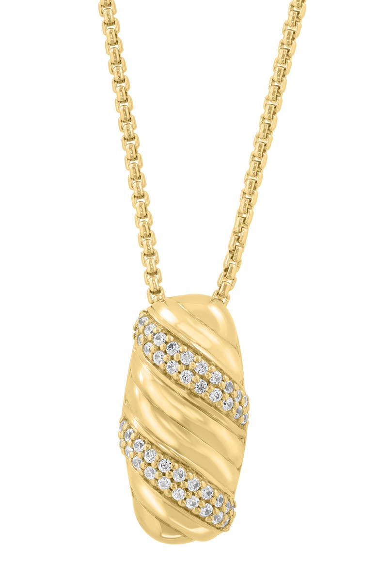 EFFY 14K Gold Plated Sterling Silver Zircon Nugget Pendant Necklace, Alternate, color, Gold