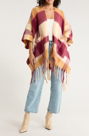 Melrose And Market Cozy Blanket Ruana In Multi
