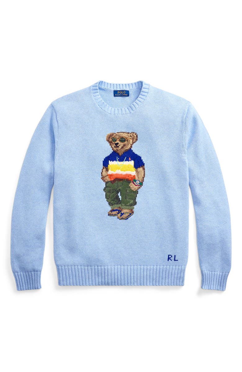 Polo Ralph Lauren Intarsia Polo Bear Cotton Crewneck Sweater, Main, color, 