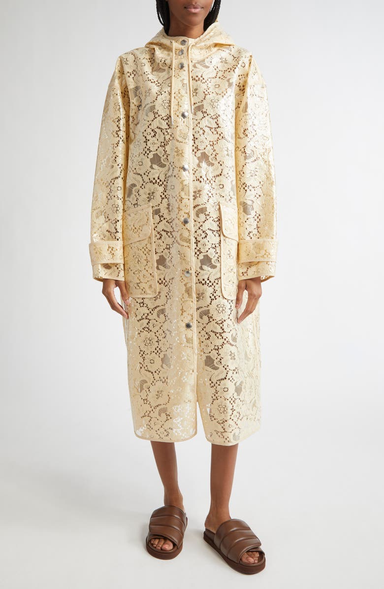 Stand Studio True Hooded Trompe l'Oeil Lace Raincoat, Main, color, 