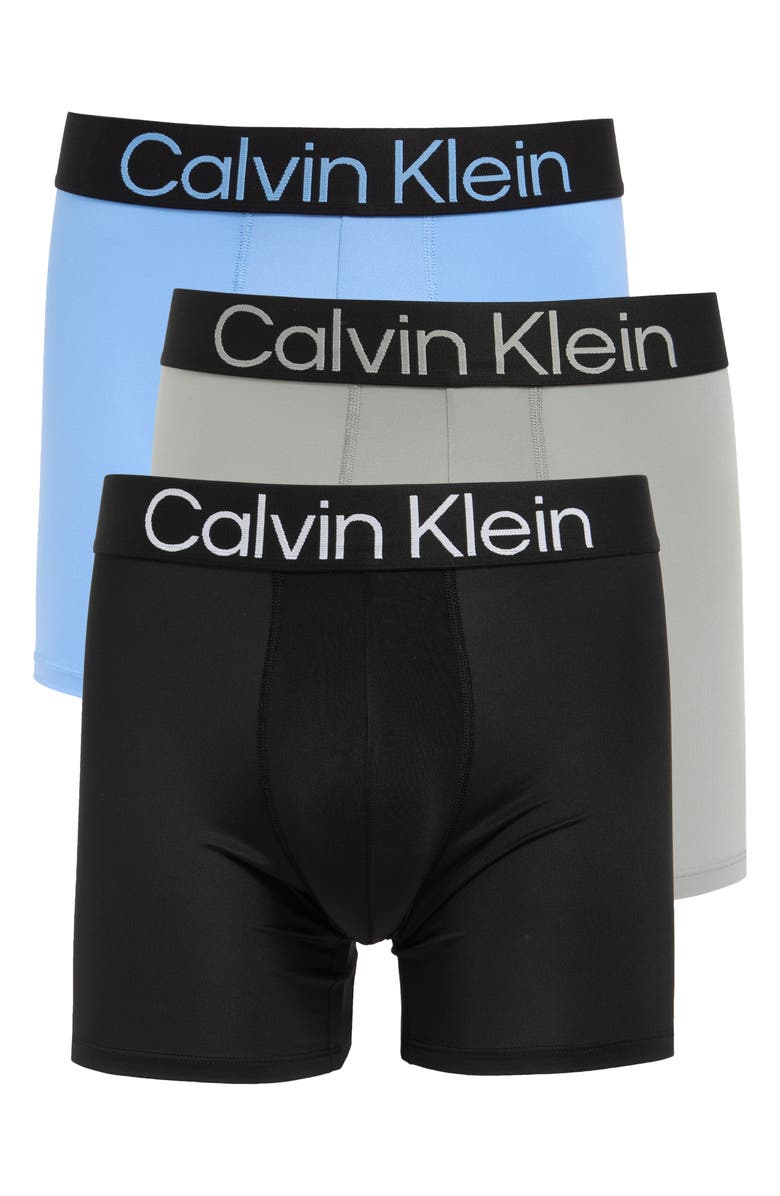 Calvin Klein Bold Logo 3-Pack Boxer Briefs, Main, color, Black/ Wolf