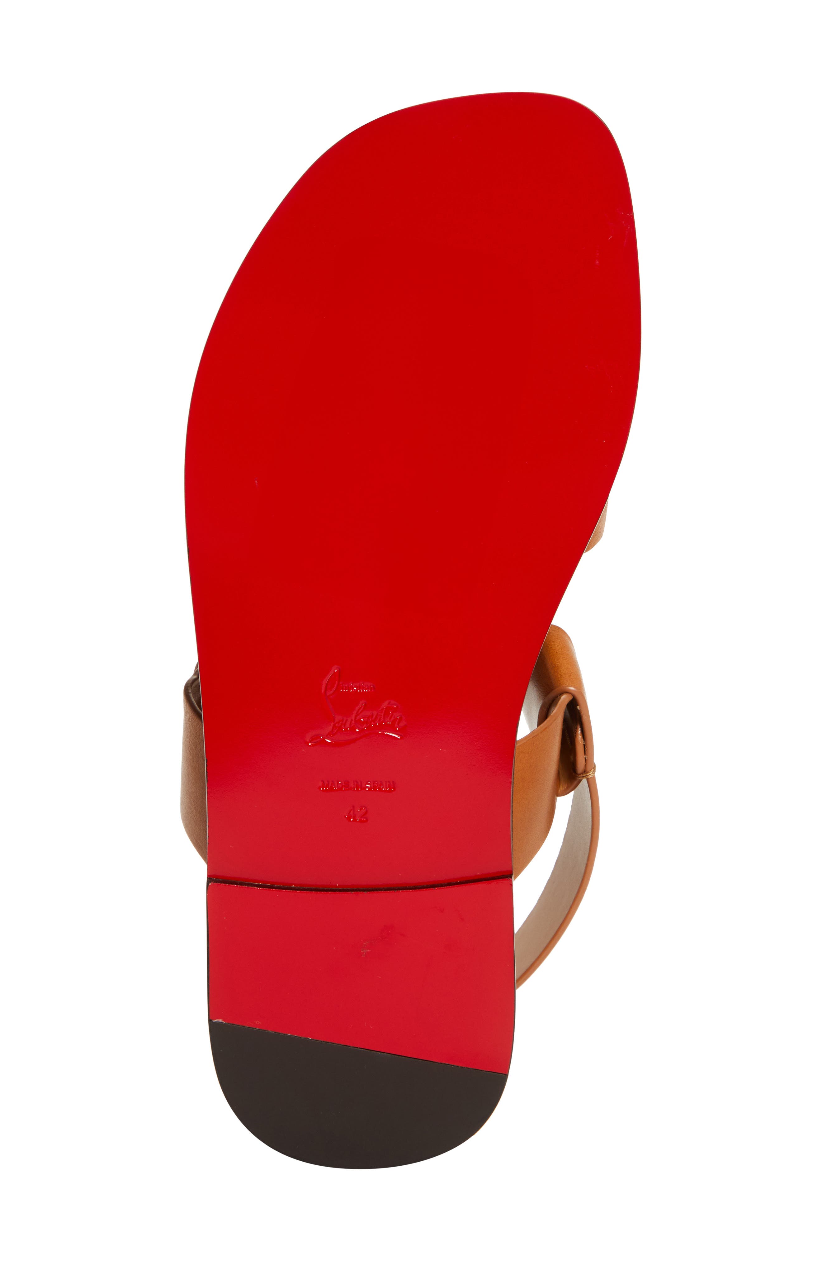 Christian Louboutin CHAMBELISS SANDAL FLAT CALF LI, Alternate, color, Cuoio