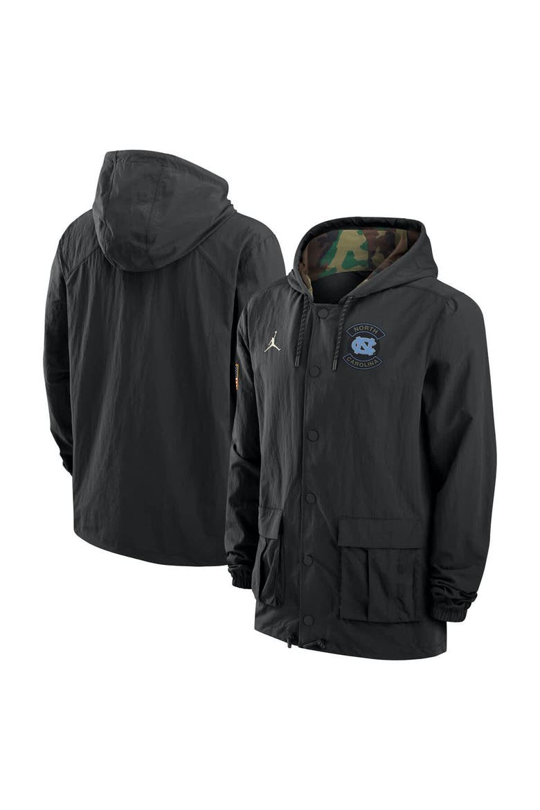 Men's Jordan Brand Black North Carolina Tar Heels 2025 NCAA Military Appreciation Full-Snap Jacket, Main, color, Black