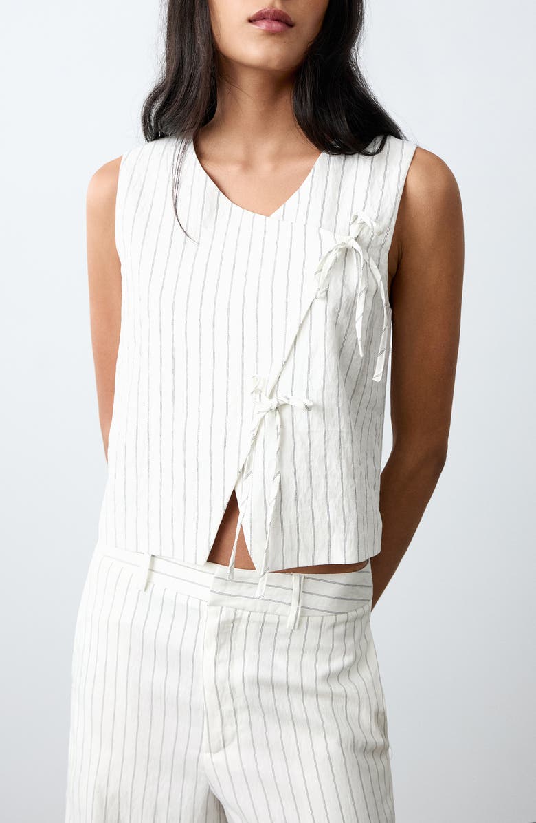 MANGO TEEN Striped Gilet with Tie Detail, Main, color, 