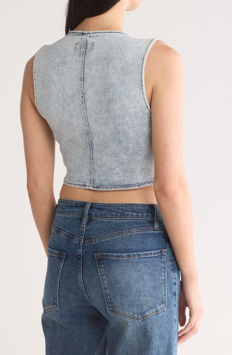 Vigoss Crop Denim Vest, Alternate, color, Light Wash