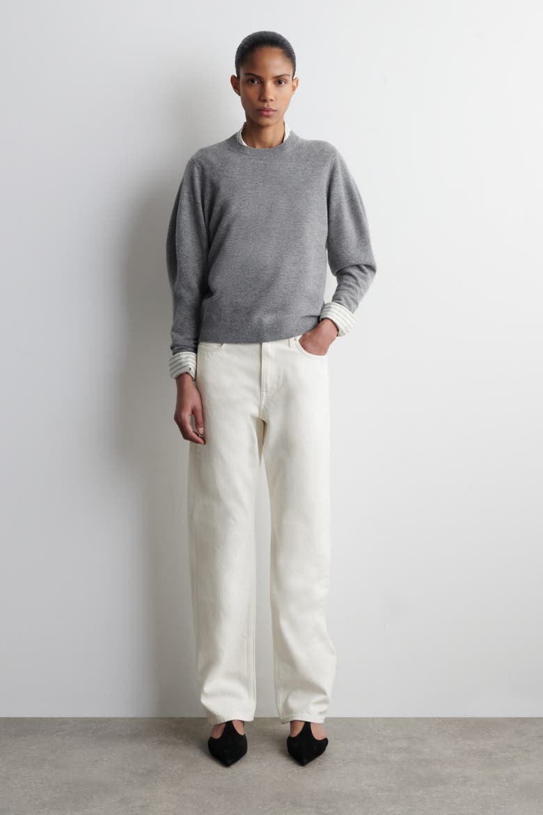 Balloon-sleeve Merino Wool Sweater, Alternate, color, GRAY