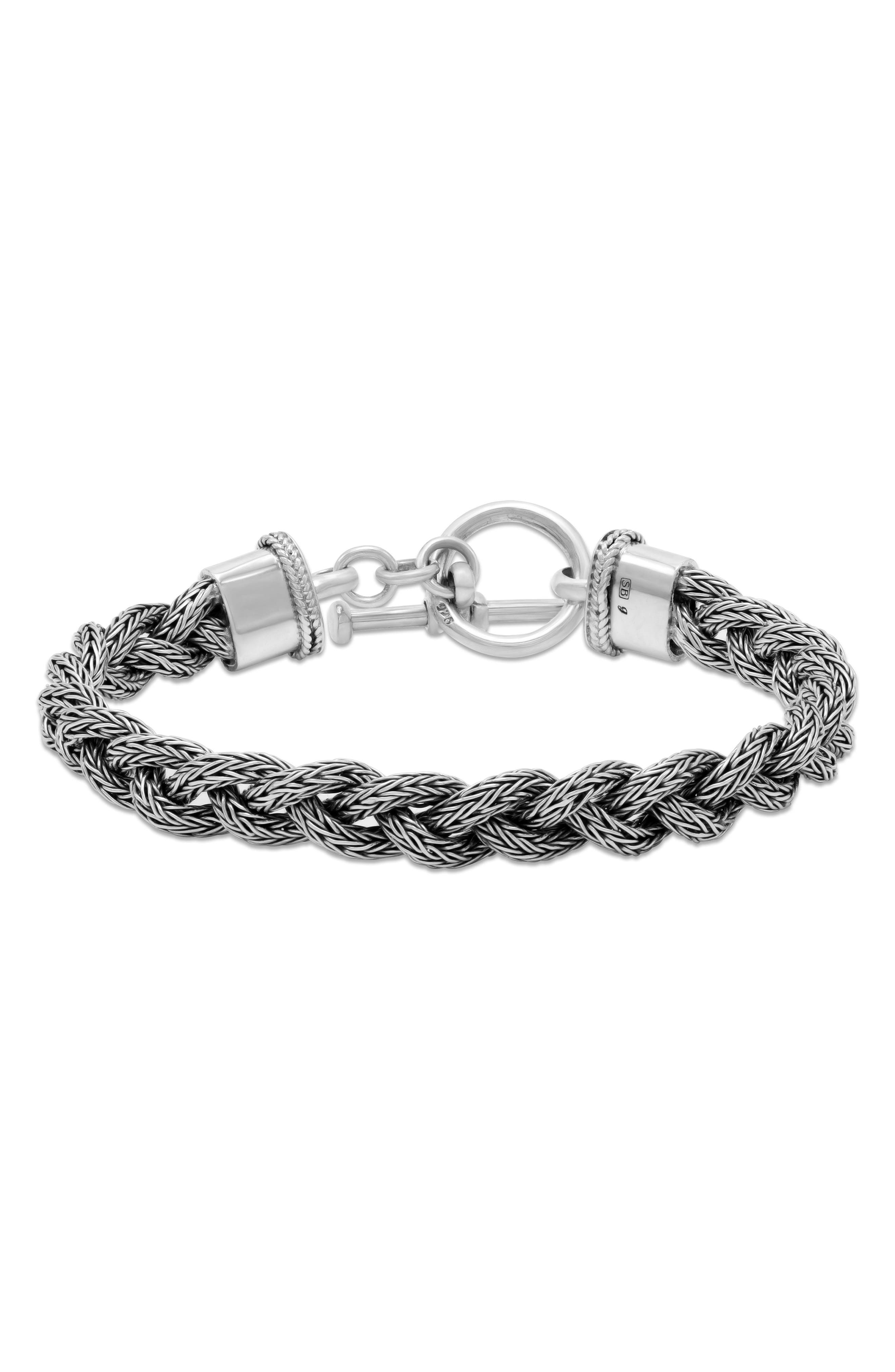 SAMUEL B. Sterling Silver Braided Chain Toggle Bracelet