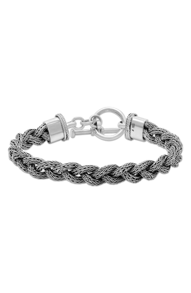 SAMUEL B. Sterling Silver Braided Chain Toggle Bracelet, Main, color, Silver