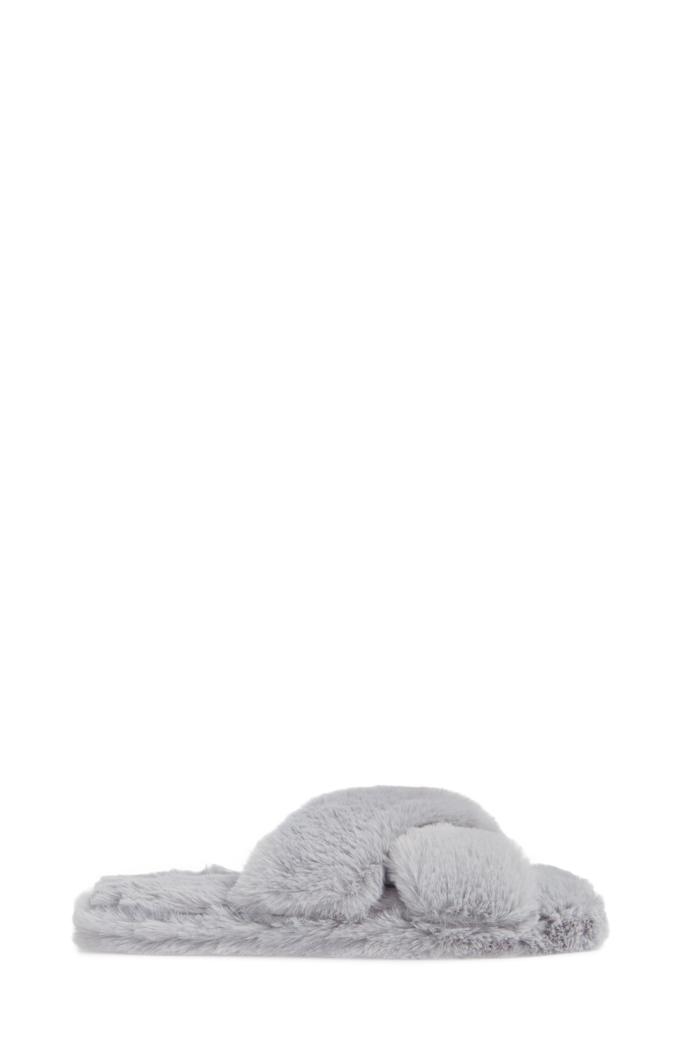 Giaa Faux Fur Slipper, Alternate, color, CHARCOAL FAUX FUR