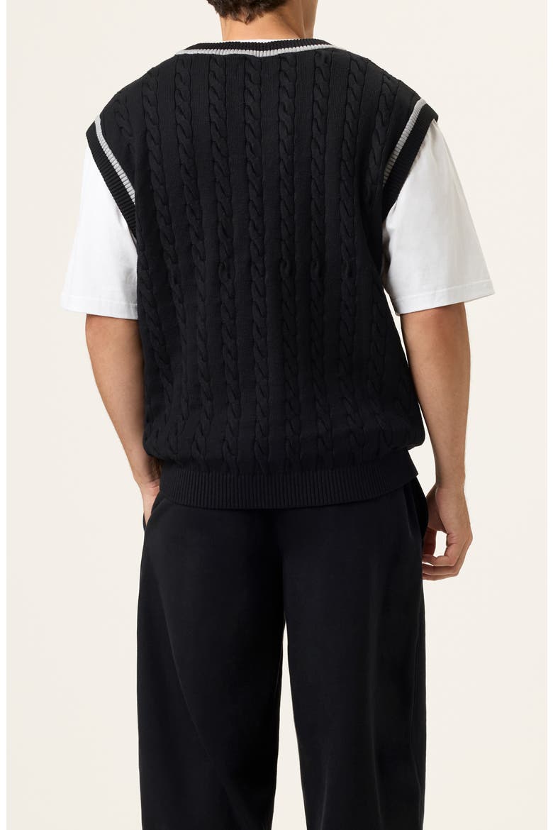 Gender Inclusive Baseline Cable Stitch Sweater Vest, Alternate, color, BLACK / ULTIMATE GRAY