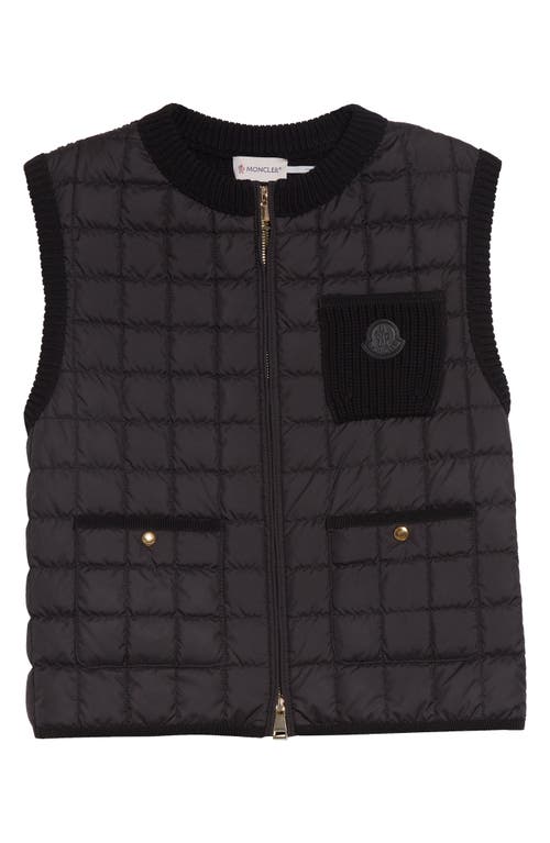 Moncler Knit & Quilted Down Vest In Black