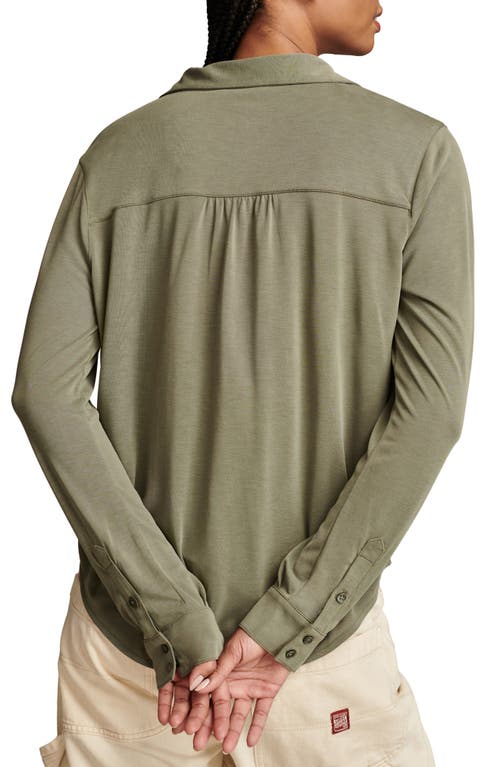 Lucky Brand Sandwash Shirt In Dusty Olive