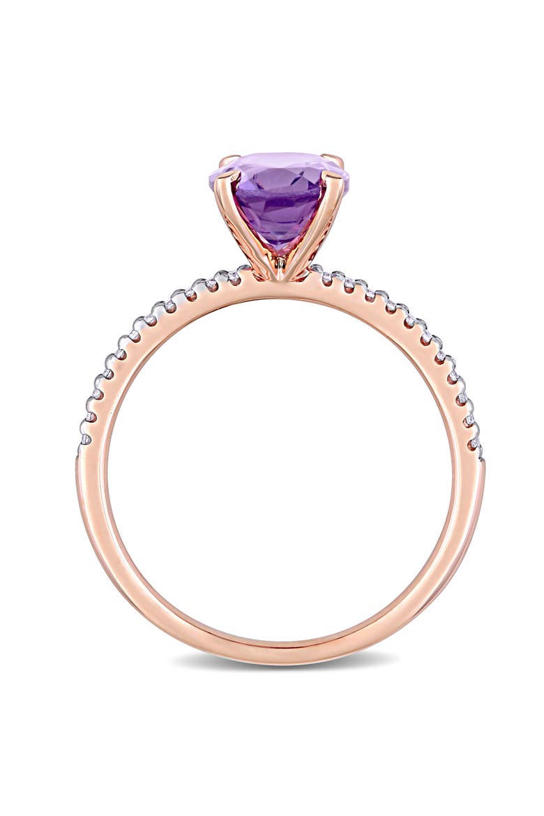 Amethyst & Diamond Oval Ring 14k, Alternate, color, Amethyst