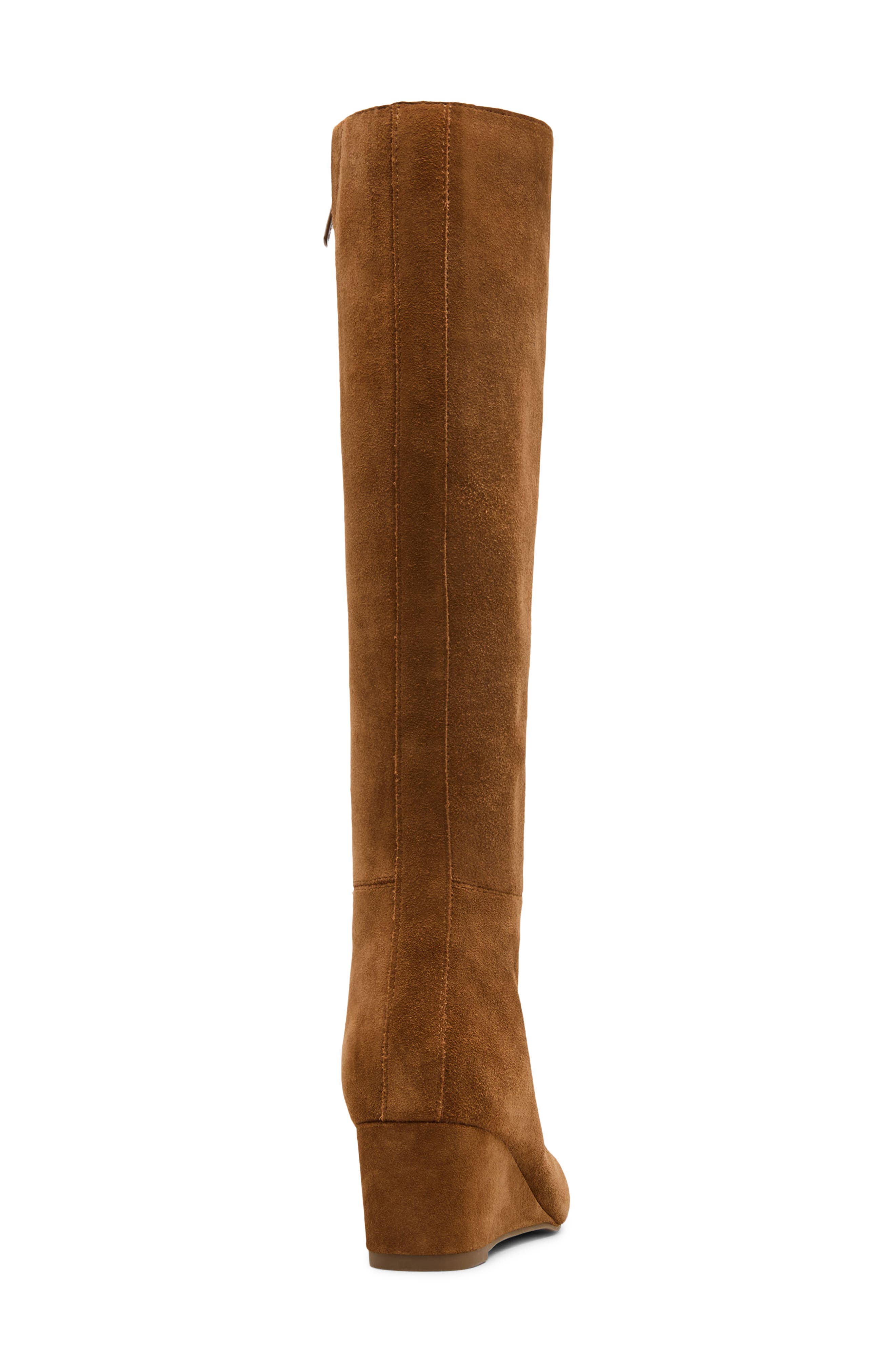 Breena Waterproof Wedge Leather Boot, Alternate, color, CAMEL SUEDE