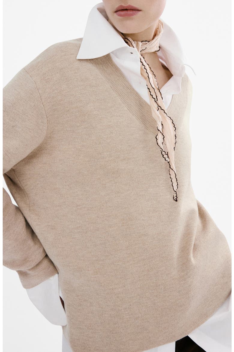 V-Neck Sweater, Alternate, color, LIGHT/ PASTEL BEIGE